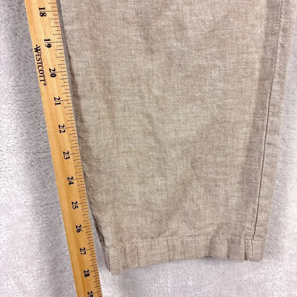 Perry Ellis Pants Mens 34x30 (37x28) Beige Linen Drawstring Beach Summer Preppy